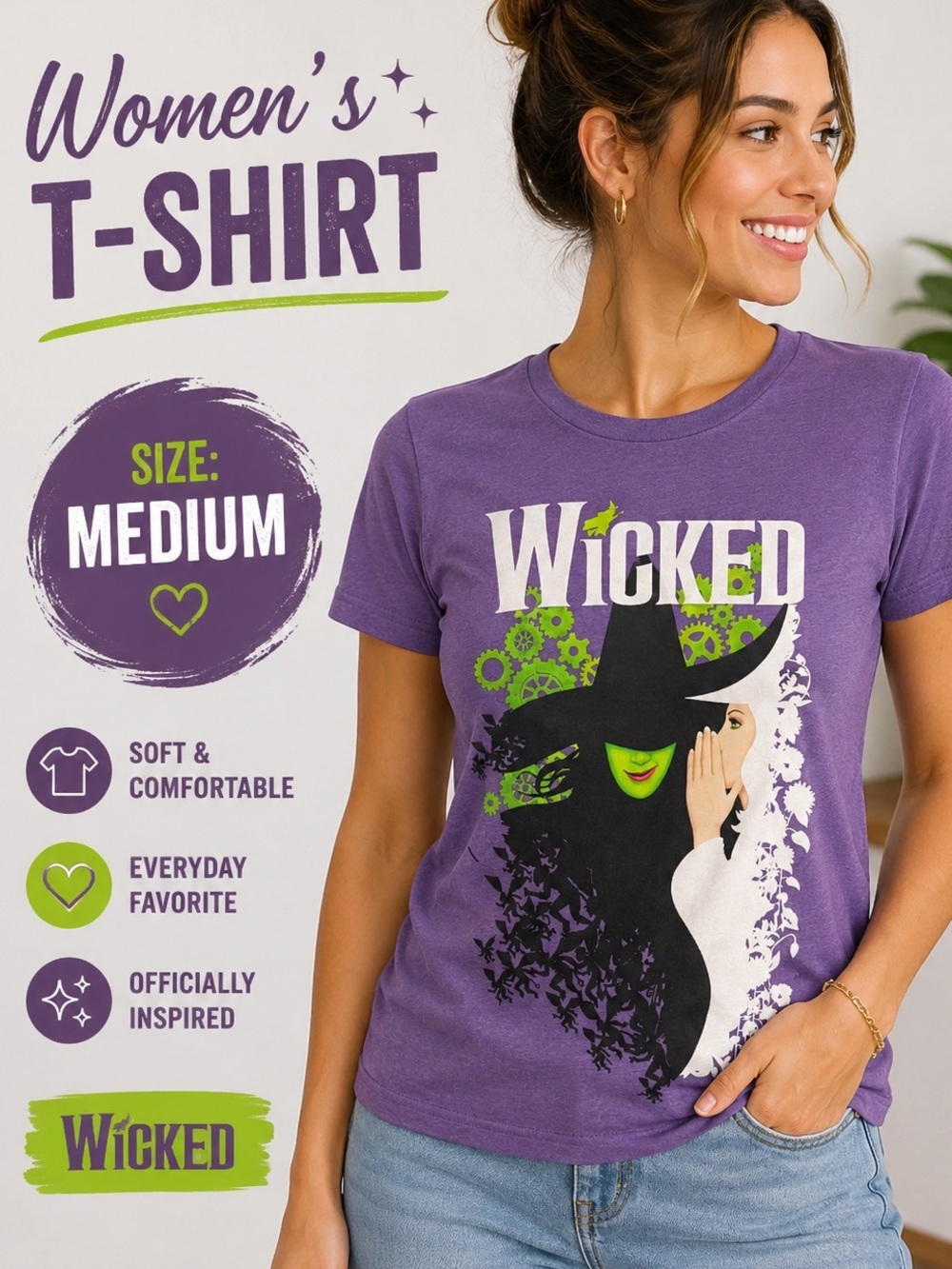 Wicked Graphic Tee - Purple Women's Short Sleeve Top MEDIUM
